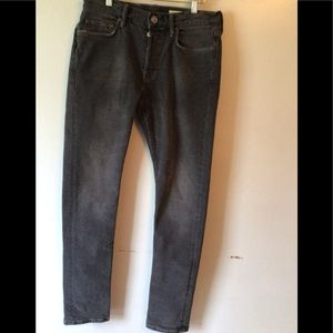All Saints factory faded slim fit jeans with button fly opening Sz 28